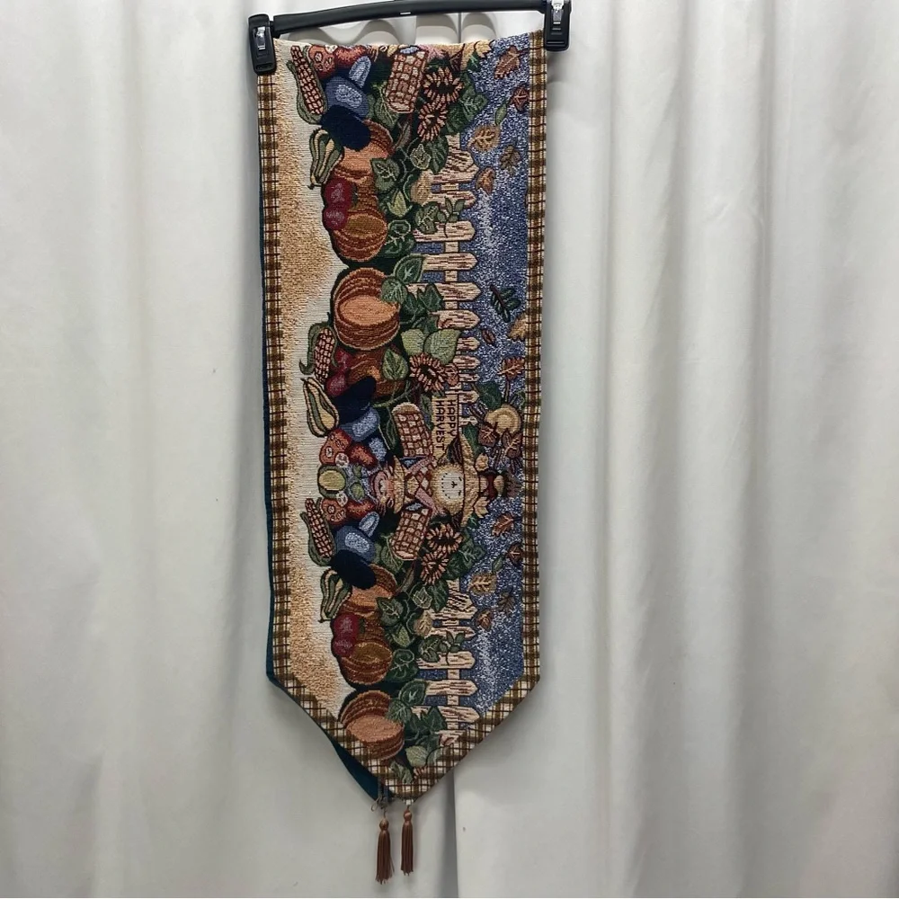 Happy Harvest table runner 70 " -73" vintage pumpkin scarecrow fall Thanksgiving - Picture 5 of 9